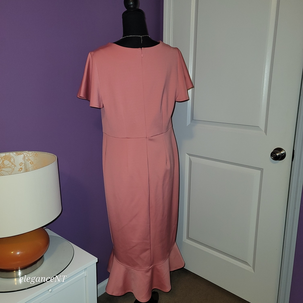 Lane Bryant Coral V-Neck Ruffle Midi Dress Sz: 12 NWT - Picture 5 of 10